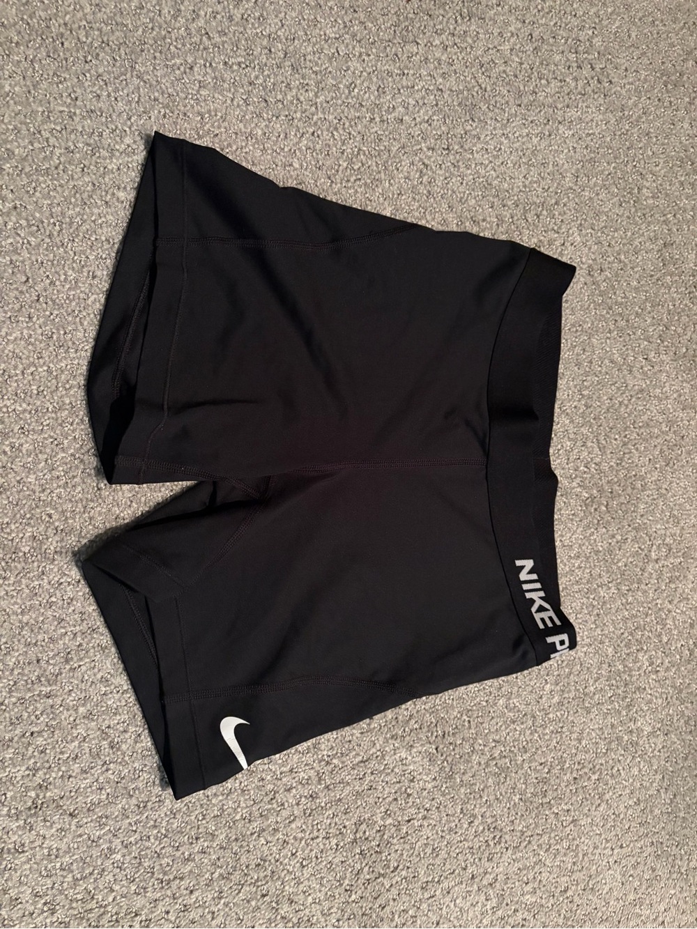 Nike Black Womens Athletic Compression Shorts with White Swoosh